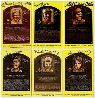 Lot of (12) 500 HR Club Signed Hall of Fame Postcards Incl. Mantle and Williams (PSA/DNA Pre-Certified)
